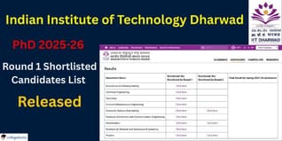 IIT Dharwad PhD 2025-26 Round 1 Shortlisted List Released @iitdh.ac.in; Check Direct Link Here